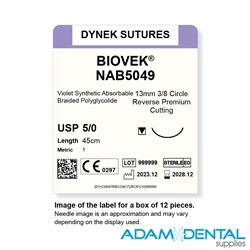 BIOVEK (DYED) 5/0 X 45CM 13MM 3/8 CIRC RVRS PREM CUT PT