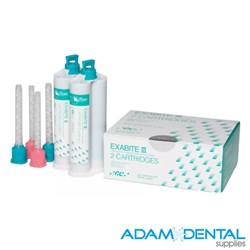 EXABITE III Fast Set Bite Registration Material 50ml x 2 cartridges with 6 mixing tips for accurate occlusal registration in dental clinics