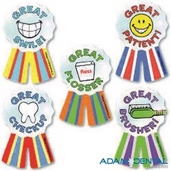 Ribbon Shaped Kids Dental Stickers 75 roll