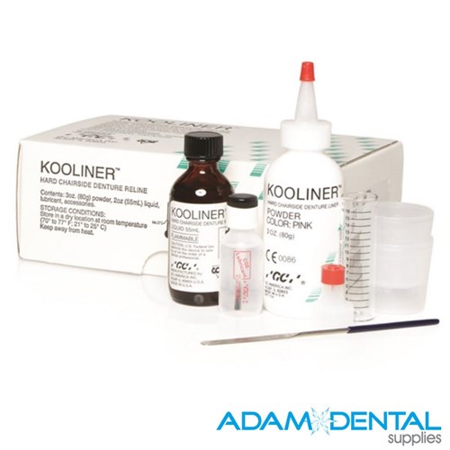 Kooliner Professional Pack Powder 80g and Liquid 55ml hard chairside denture relining material for improved denture fit and comfort