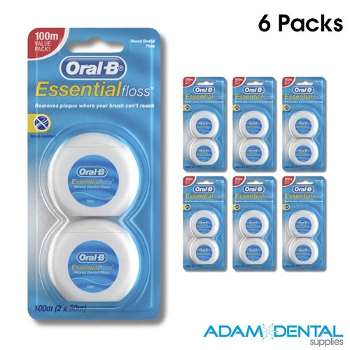 ORAL B Essential Floss Waxed Twin 2x 50m Pack of 6