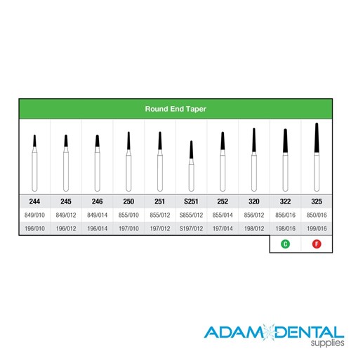 High Speed Diamond Burs Round End Taper 5pk