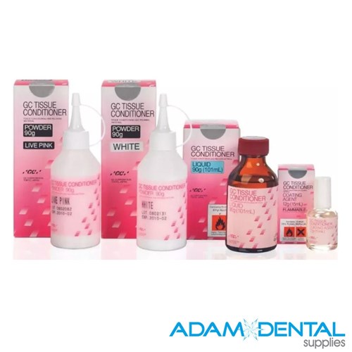 GC Tissue Conditioner acrylic relining material for soft tissue support and improved denture comfort in dental clinics