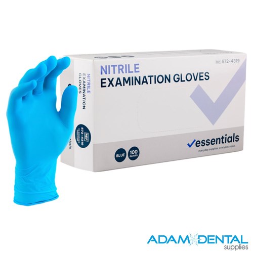 Essentials Blue Nitrile Gloves Carton of 10 Boxes 100/Box